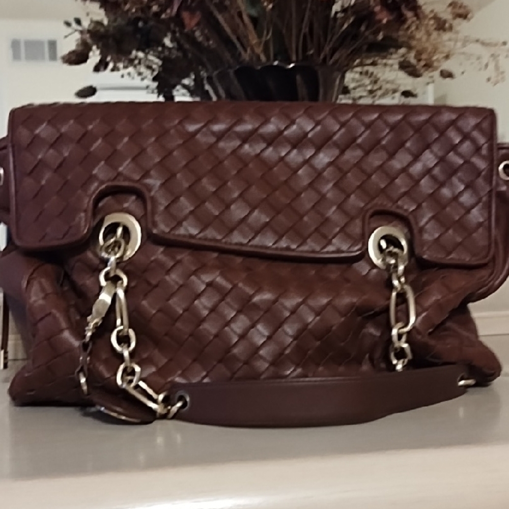 Anne Klein Brown Woven Shoulder Bag